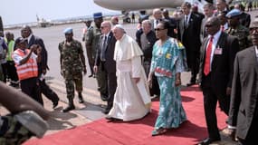 Le pape François à son arrivée à Bangui, le 29 novembre. 