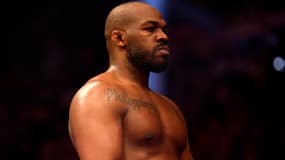 Jon Jones après sa victoire au 1er round sur Ciryl Gane pour le titre des poids lourds de l'UFC, en mars 2023