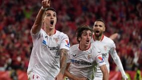 Erik Lamela buteur lors de Séville-Juventus en demi-finale retour de Ligue Europa.