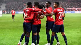 La joie des Lillois après leur but face à Salzbourg en Ligue des champions, le 23 novembre 2021