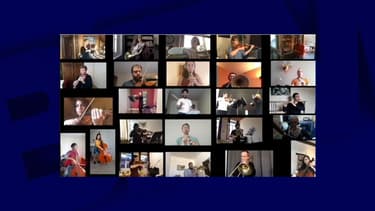 26 musiciens de l'Orchestre national de Lyon rassemblés dans une vidéo. -
