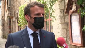 Le président de la République Emmanuel Macron s'exprime lors d'une visite à Martel (Lot), le 3 juin 2021.