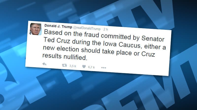 Donald Trump a accusé Tred Cruz de fraude dans l'Iowa, sur Twitter.