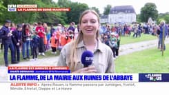 Près de 200 enfants accueillent la flamme olympique à l'abbaye de Jumièges