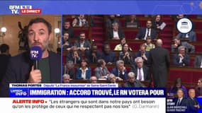 Projet de loi immigration: Thomas Portes (LFI) appelle les députés de la majorité "qui ne veulent pas servir de paillasson à l'extrême droite" à voter contre le texte "qui est le copier-coller du programme de Jean-Marie Le Pen"