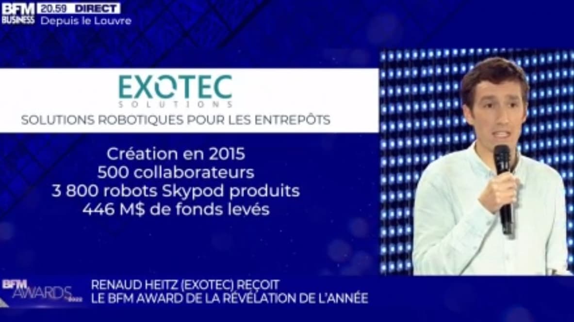 Le BFM Award de la Révélation de l’année revient à Exotec et son cofondateur Renaud Heitz. 
