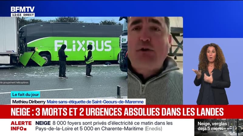 Landes: un accident "dû au verglas", précise Mathieu Diriberry, maire (SE) de Saint-Geours-de-Maremne
