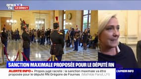 Marine Le Pen s'exprime à la sortie de la réunion du bureau de l'Assemblée nationale: "Voilà une procédure où on est jugé par ses adversaires politiques, qui en réalité jugent vos idées politiques" 