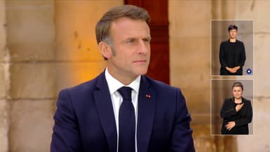 Emmanuel Macron à Caen, dans le Calvados, sur TF1 et France 2 le 6 juin 2024