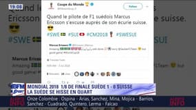 Quand un pilote de F1 s'excuse après la victoire de la Suède face à la Suisse... 