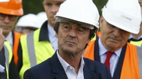 Nicolas Hulot visite le site du projet BioGNVAL à Valenton, le 19 mai 2017