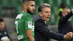 Ryad Boudebouz et Claude Puel, à Saint-Étienne le 6 octobre 2019