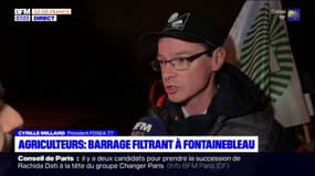 Un barrage filtrant mené par les agriculteurs à Fontainebleau 