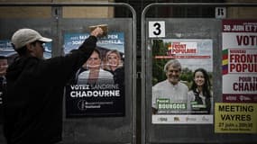 Des affiches pour les élections législatives de 2024, à Libourne, en Gironde, le 2 juillet 2024 (illustration)