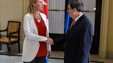 La responsable de la diplomatie européenne Federica Mogherini et le ministre cubain des Affaires étrangères Bruno Rodriguez.