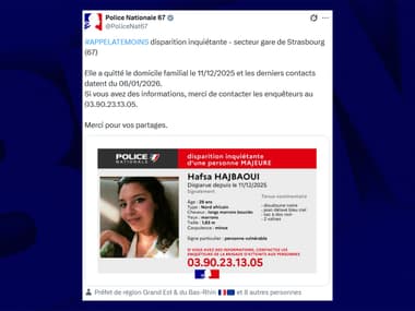 Un avis de recherche a été partagé ce mardi par la police du Bas-Rhin concernant la "disparition inquiétante" de Hafsa Hajbaoui.