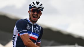 Julian Alaphilippe sous le maillot de l'équipe de France lors des championnats du monde, le 27/09/2020
