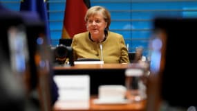 Angela Merkel lors d'une réunion à la Chancellerie, le 24 novembre 2021 à Berlin