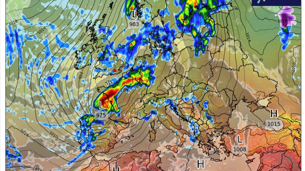 La prévision radar de WXcharts pour midi le 9 octobre