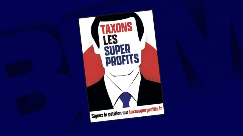 Un tract de la Nupes promeut une pétition appelant à taxer les entreprises réalisant de super-profits, mis en ligne le 26 août 2022