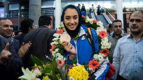 La taekwondiste iranienne Kimia Alizadeh à son retour des Jeux olympiques de Rio, à Téhéran le 26 août 2016