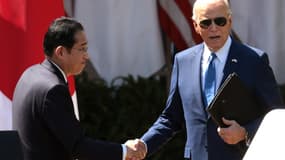 Le président des États-Unis, Joe Biden, lors d'une conférence de presse commune à Washington avec le Premier ministre japonais Fumio Kishida, le 10 avril 2024.
