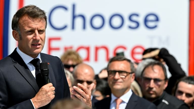 Le président Emmanuel Macron à Ligny-en-Barrois, dans la Meuse, le 19 mai 2025