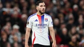 Rayan Cherki lors de Manchester United-OL, en quarts de finale retour de Ligue Europa, le 17 avril 2025.