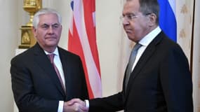 Le ministre des affaires étrangères russe Sergei Lavrov et le secrétaire d'Etat américain Rex Tillerson, à Moscou, le 12 avril 2017
