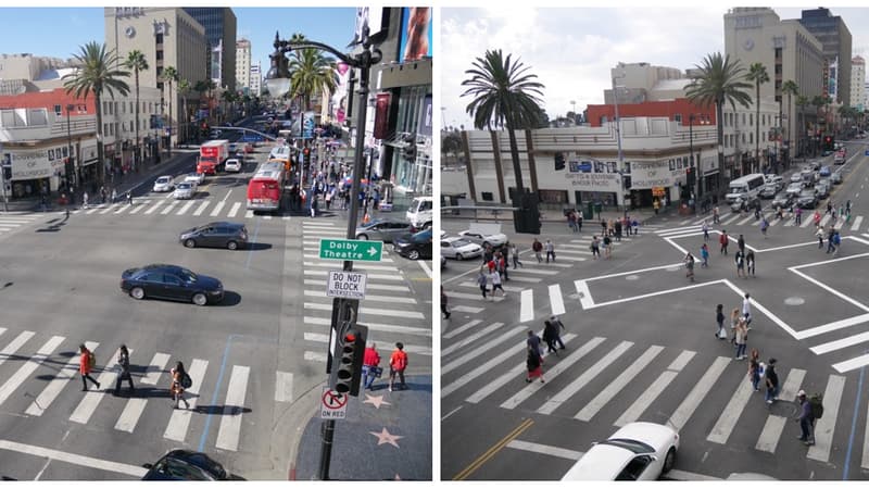 Un carrefour d'Hollywood, en Californie, a été transformé par une mesure très simple de changement de passage cloutés. 