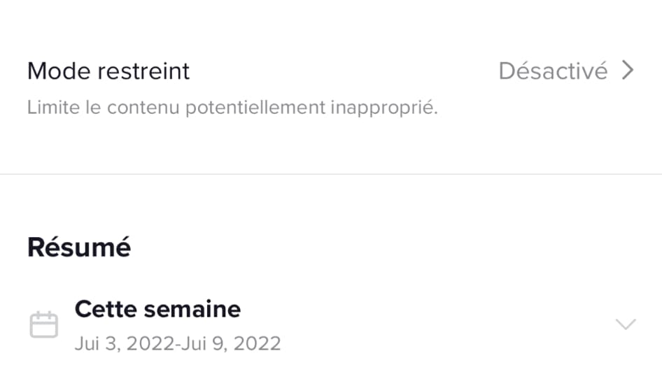 Tableau de bord d'utilisation TikTok