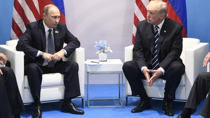 Vladimir Poutine et Donald Trump lors du G20 à Hambourg en juillet 2017;
