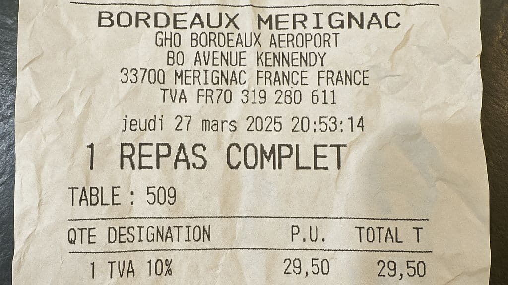 Le reçu falsifié par ChatGPT