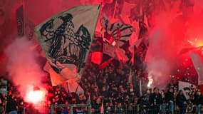 Les supporters de Francfort lors du match contre Naples en Ligue des champions
