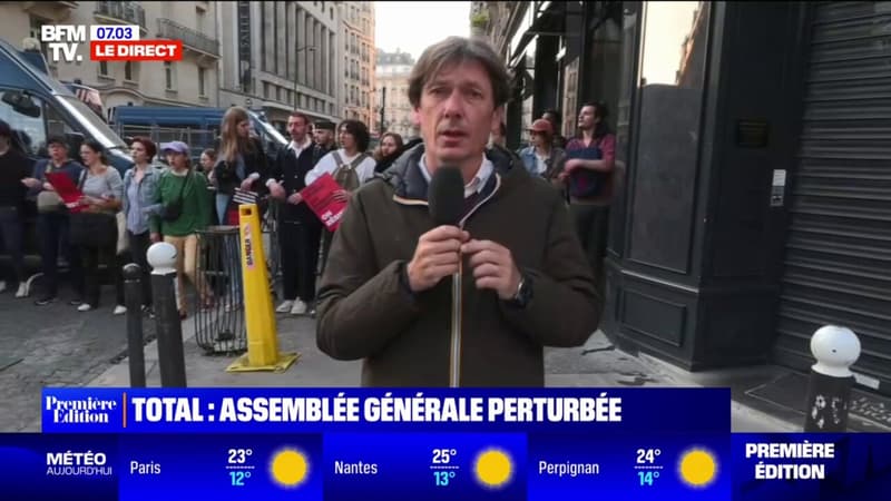 Échauffourées entre des manifestants et la police devant la salle Pleyel à Paris, où se tient l'AG de TotalEnergies