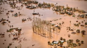 Vue aérienne de la ville de Beira, au Mozambique, après le passage du cyclone.