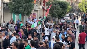 Un rassemblement à Ramallah en Cisjordanie le 18 octobre 2023