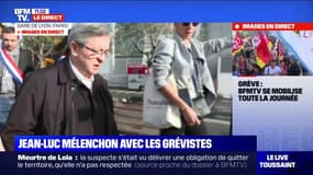 Grève: Jean-Luc Mélenchon arrive à la gare de Lyon à Paris, en soutien aux cheminots grévistes