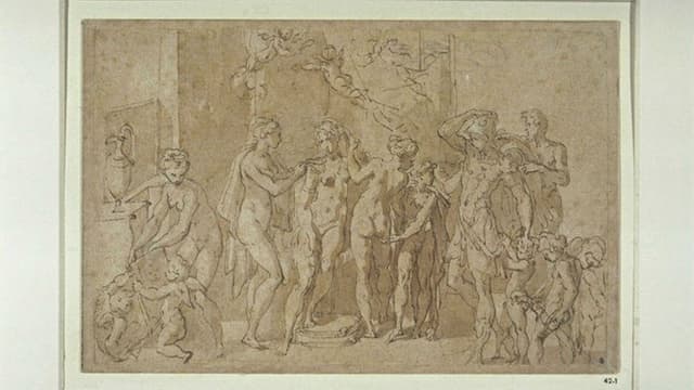 "Les Noces d'Alexandre et Roxe" attribué à Francesco Mazzuola (1503-1540)