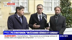 Nouveau gouvernement: "Il n'y a pas d'accord de non-censure" à ce stade, estime Olivier Faure (PS)