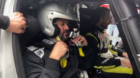 Nil Gendraud et de Rémy Rota dans leur voiture lors du rallye Monte-Carlo.