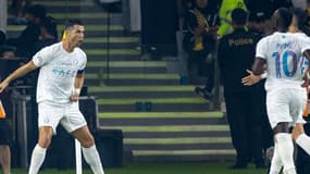 Cristiano Ronaldo célèbre un but avec Al-Nassr contre Al-Ittihad, décembre 2023