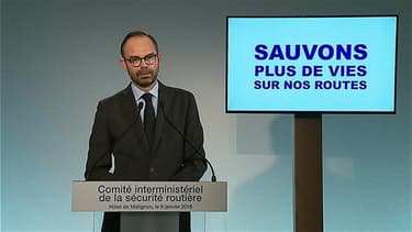 Edouard Philippe lors de l'annonce des 80 km/h, début 2018.