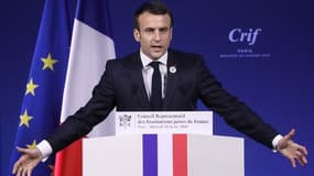 Emmanuel Macron lors de son discours au dîner annuel du Crif à Paris.