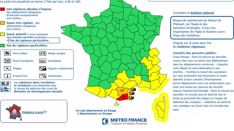 Météo France a placé les Pyrénées-Orientales en alerte rouge aux crues ce mercredi.