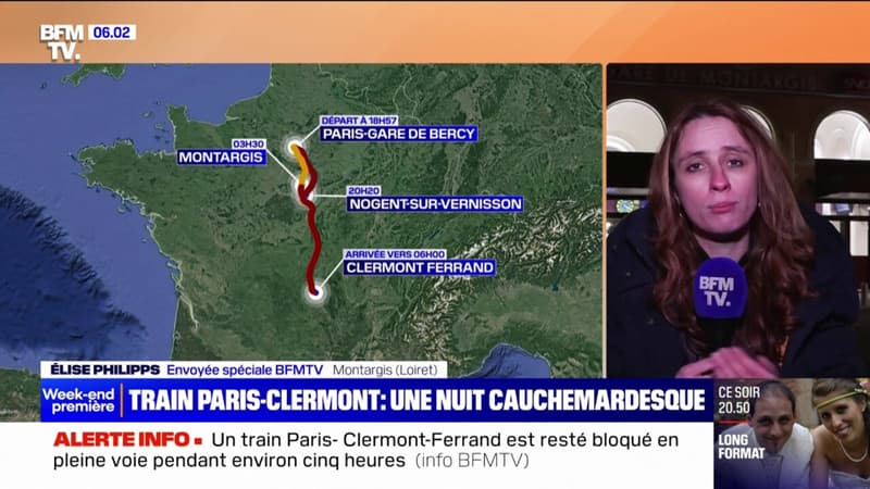 Train Paris-Clermont: le train est parti hier soir à 18h57 de Paris et devrait arriver à Clermont-Ferrand ce matin