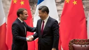 Emmanuel Macron et le président chinois Xi Jinping le 9 janvier 2018 à Pékin