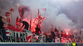 Les supporters ultras de Stuttgart lors du match de Ligue des champions face à l'Atalanta, le 6 novembre 2024