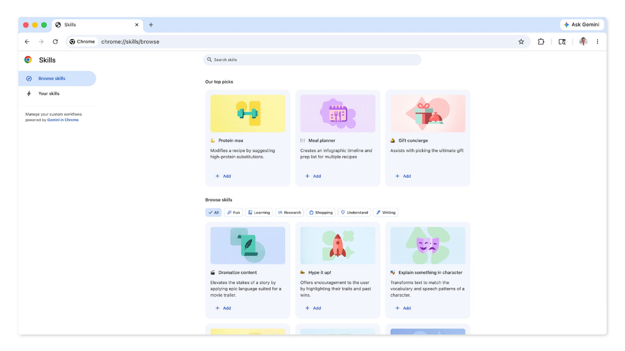 Les skills IA de Google Chrome Les skills IA de Google Chrome