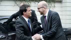 Le Premier ministre français Manuel Valls et son homologue belge Charles Michel à Bruxelles